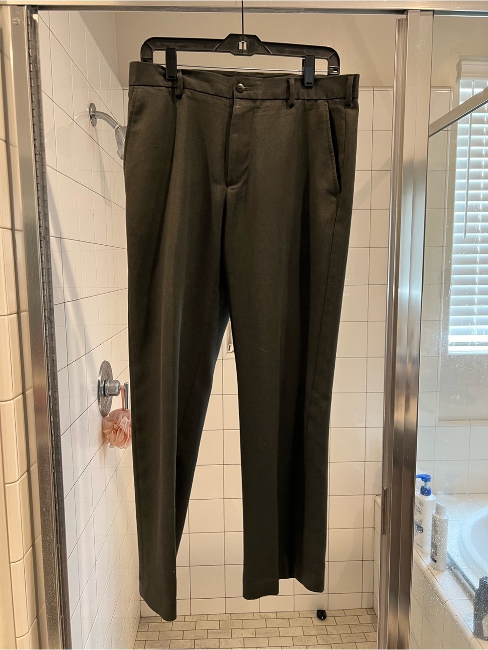 Van Heusen Men's Dark Olive Dress Pants - Straight Leg